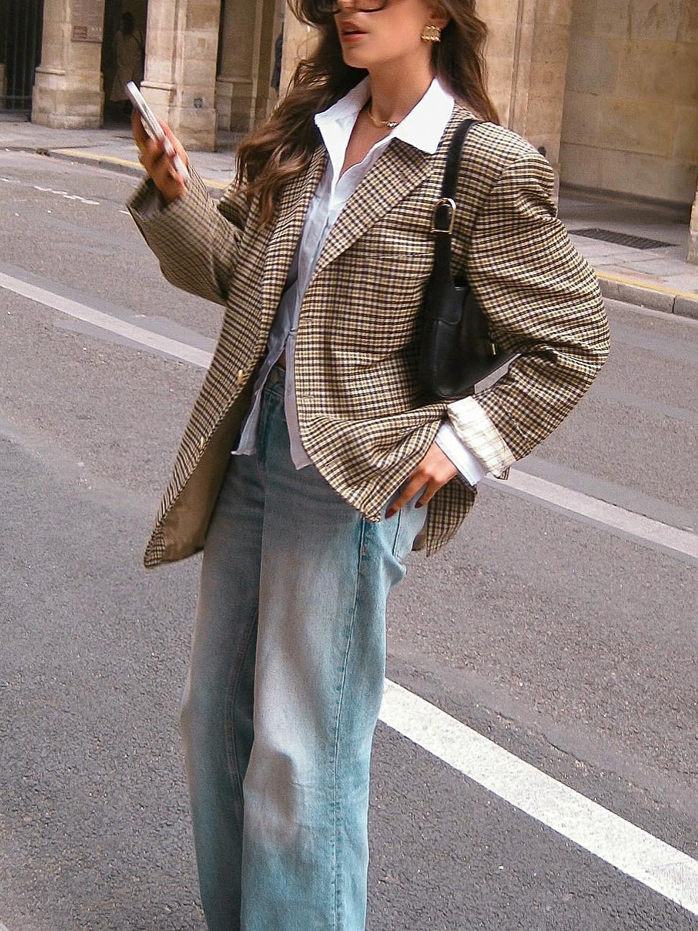 Nancy | Blazer à Carreaux Élégance