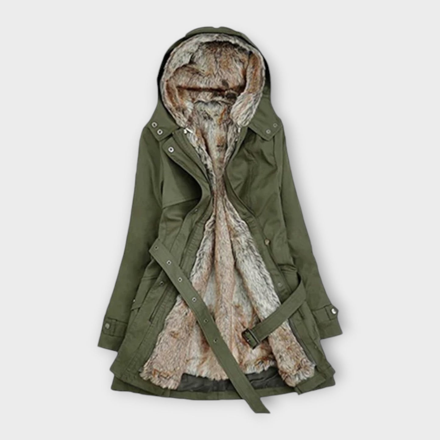 Mikash - Manteau Accueillant Doublé en Fourrure