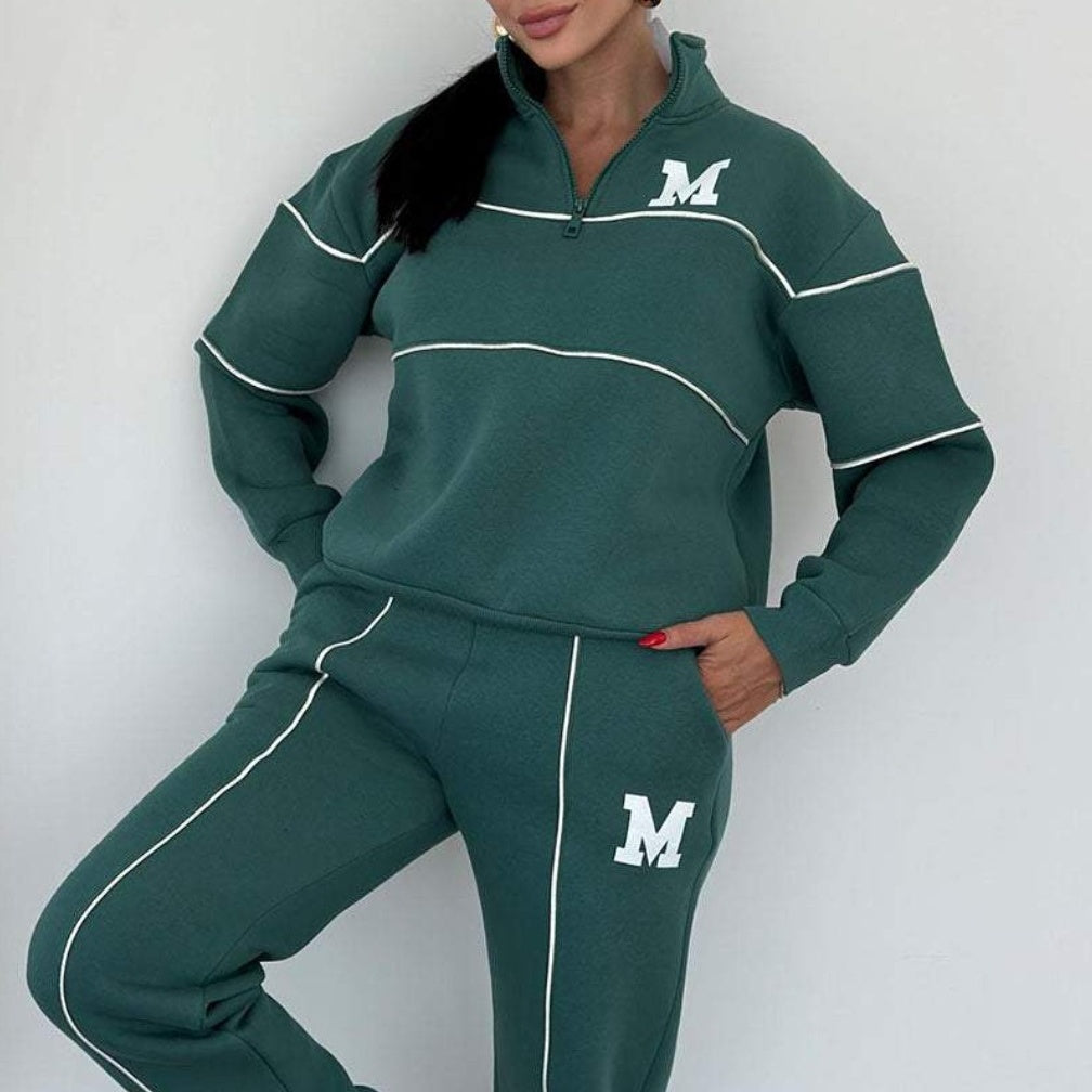 UrbanEase | 2-Piece Casual Line Sweatshirt Set