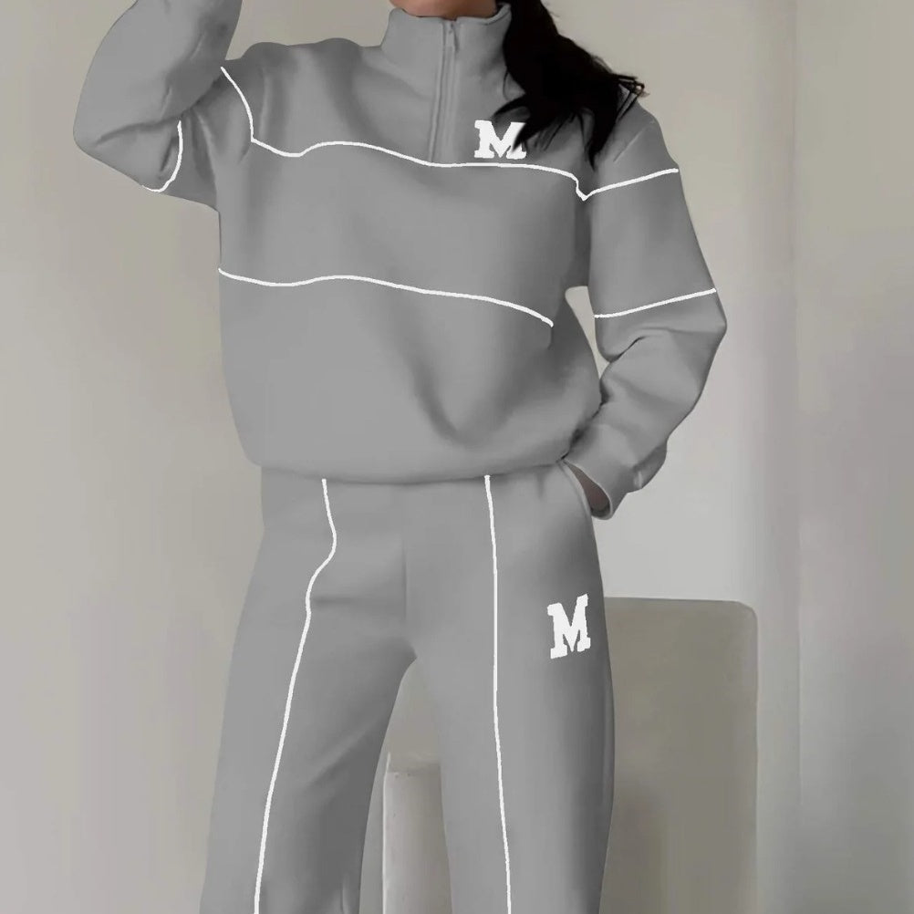 UrbanEase | 2-Piece Casual Line Sweatshirt Set