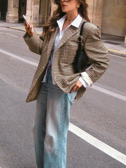 Nancy | Blazer à Carreaux Élégance