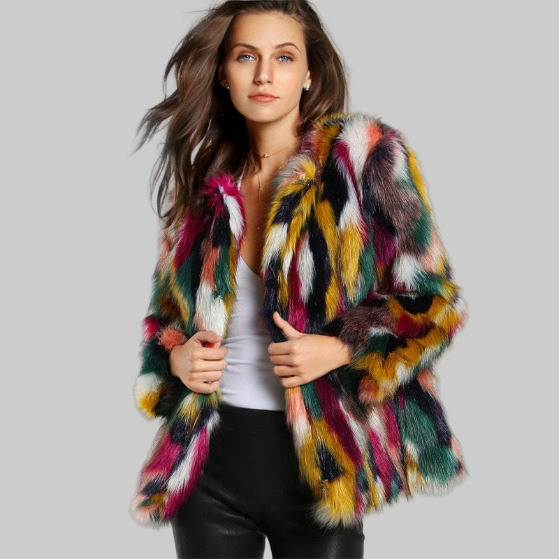 Perla | Manteau à fourrure coloré – Élégance & douceur hivernale