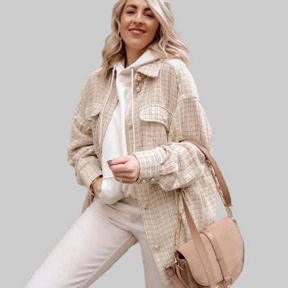 Léonie | Plaid Perlé Manteau épais à boutons perles