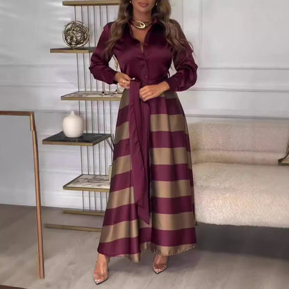 Robe Élégante Rayée à Boutons | Style Moderne & Confort