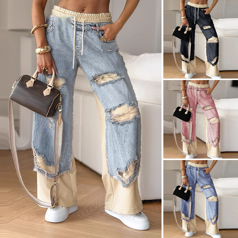 PatchCraft | Wide-Leg Denim Joggers