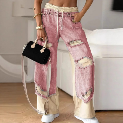 PatchCraft | Wide-Leg Denim Joggers