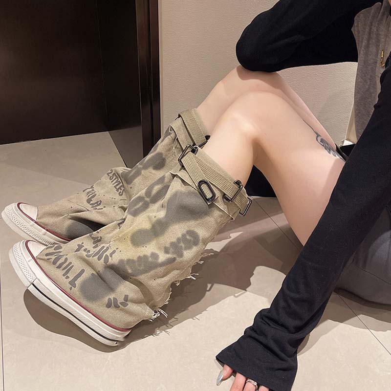 RetroStride | Mid-Calf Canvas Flat Boot