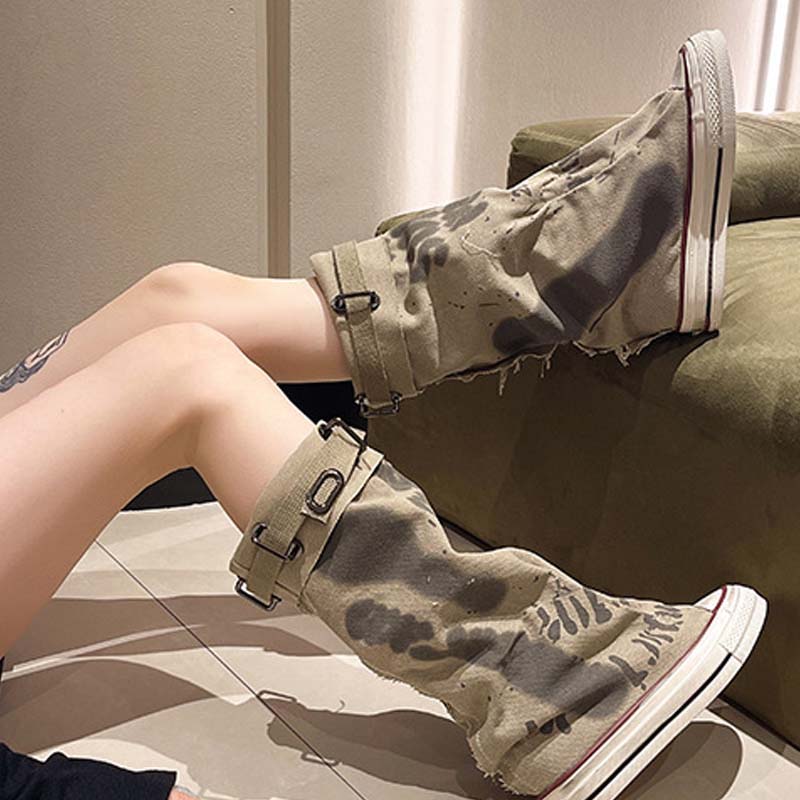 RetroStride | Mid-Calf Canvas Flat Boot