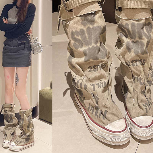 RetroStride | Mid-Calf Canvas Flat Boot