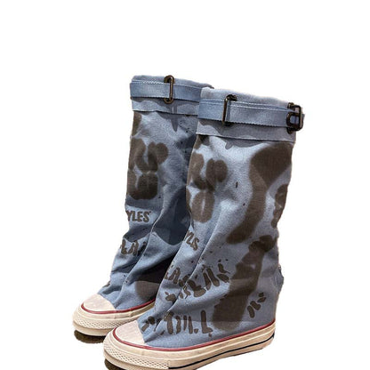 RetroStride | Mid-Calf Canvas Flat Boot