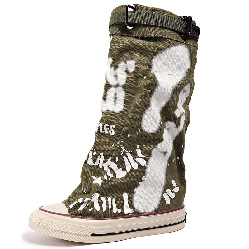 RetroStride | Mid-Calf Canvas Flat Boot