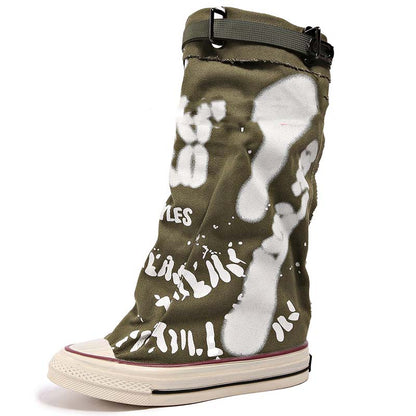 RetroStride | Mid-Calf Canvas Flat Boot