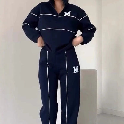 UrbanEase | 2-Piece Casual Line Sweatshirt Set