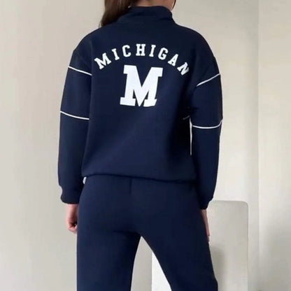 UrbanEase | 2-Piece Casual Line Sweatshirt Set