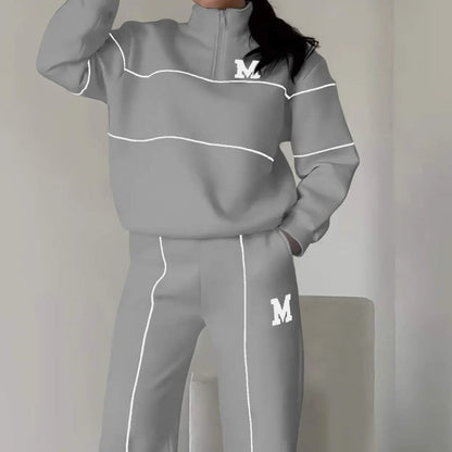 UrbanEase | 2-Piece Casual Line Sweatshirt Set