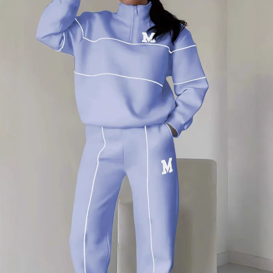 UrbanEase | 2-Piece Casual Line Sweatshirt Set