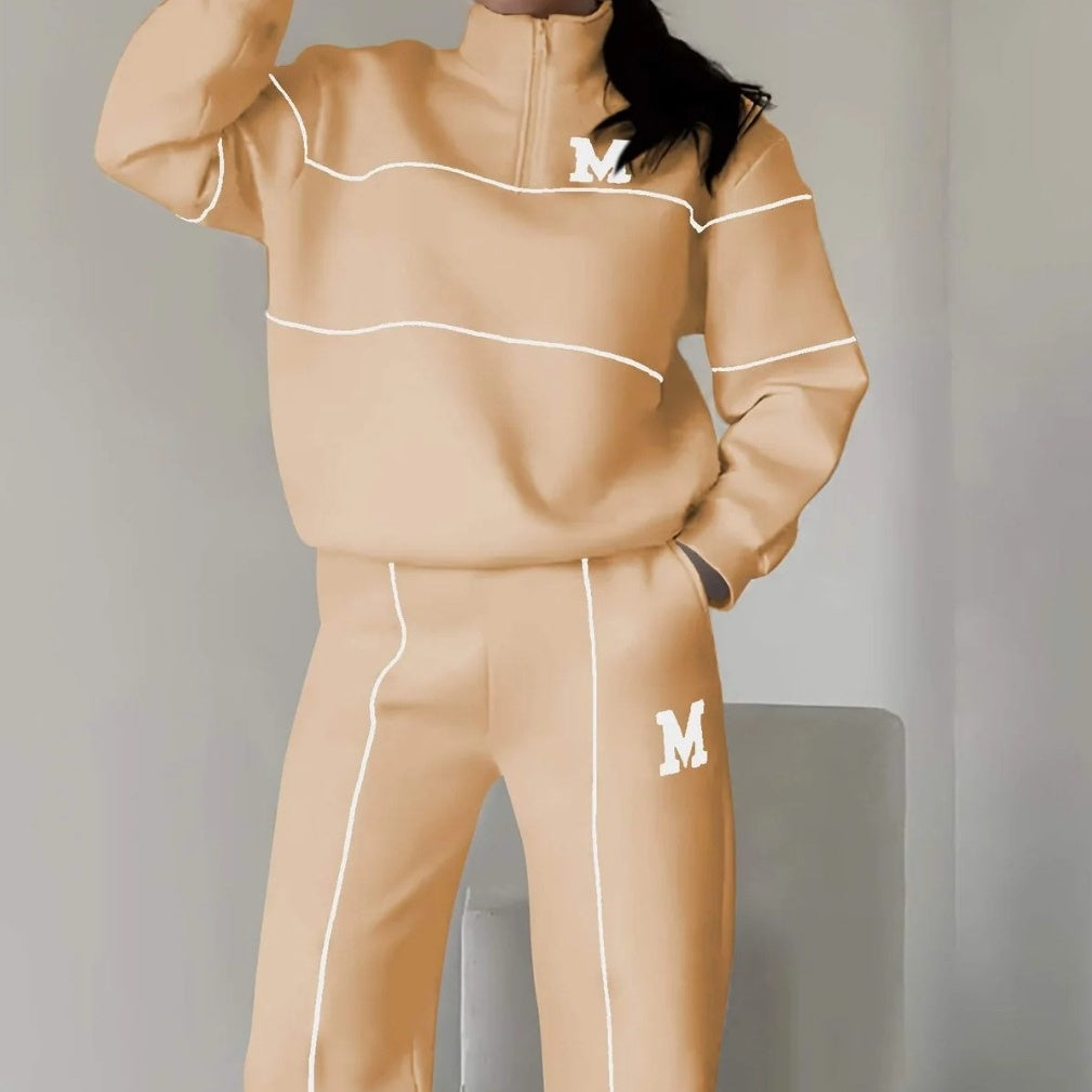 UrbanEase | 2-Piece Casual Line Sweatshirt Set
